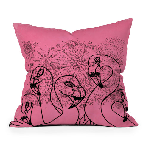 Lisa Argyropoulos Pink Flamingos Outdoor Throw Pillow