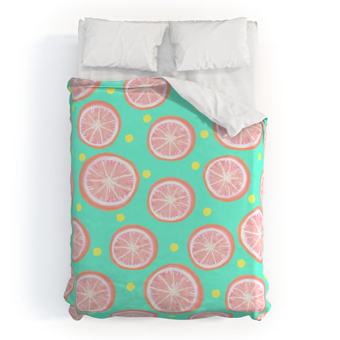 Lisa Argyropoulos Pink Grapefruit and Dots Duvet Cover
