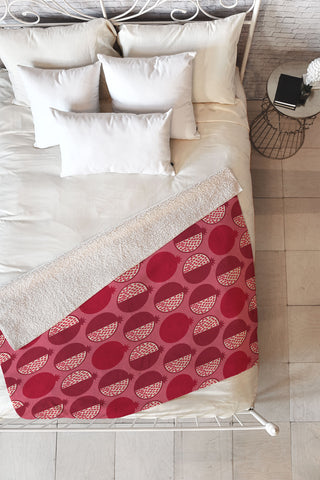 Lisa Argyropoulos Pomegranate Line Up Reds Fleece Throw Blanket