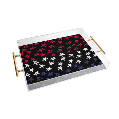 Lisa Argyropoulos Red White And Blue Stars Night Acrylic Tray