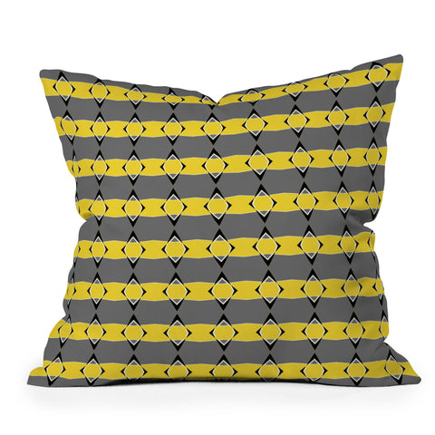 Lisa Argyropoulos Retro Stripe In Lemon Outdoor Throw Pillow