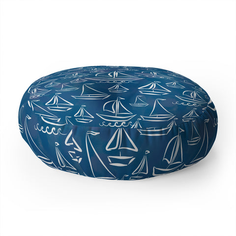 Lisa Argyropoulos Sail Away Blue Floor Pillow Round