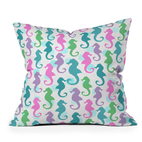 Lisa Argyropoulos Seahorses and Bubbles Spring Outdoor Throw Pillow