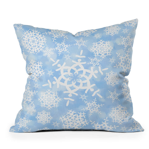 Lisa Argyropoulos Snow Flurries in Blue Outdoor Throw Pillow