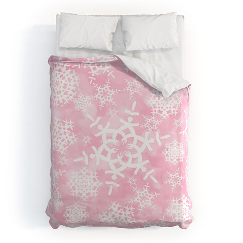 Lisa Argyropoulos Snow Flurries in Pink Duvet Cover