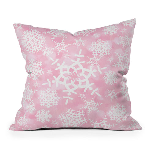 Lisa Argyropoulos Snow Flurries in Pink Outdoor Throw Pillow