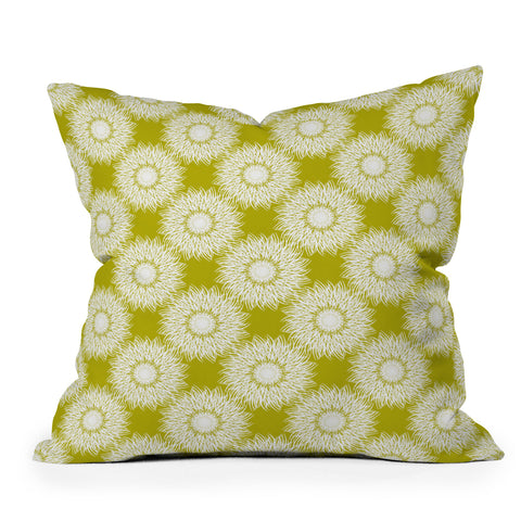 Lisa Argyropoulos Sunflowers and Chartreuse Outdoor Throw Pillow