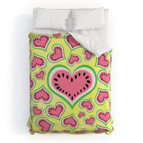 Lisa Argyropoulos Watermelon Love Sunny Yellow Duvet Cover