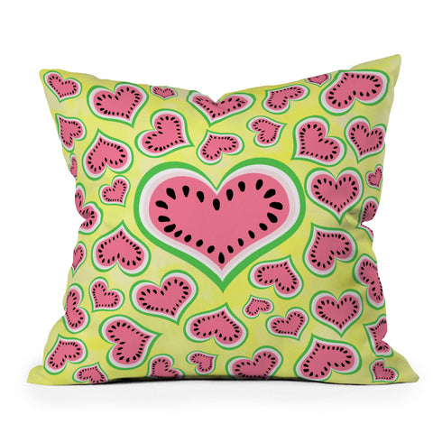 Lisa Argyropoulos Watermelon Love Sunny Yellow Outdoor Throw Pillow