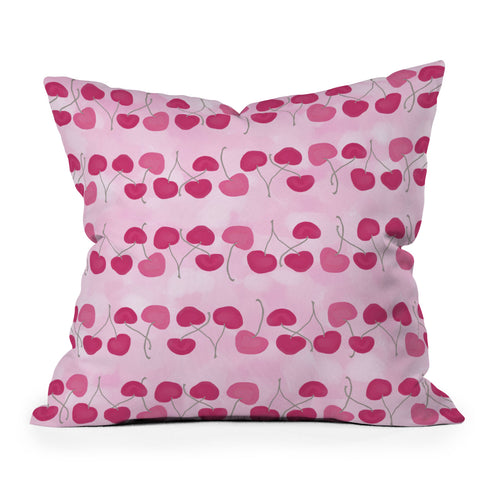 Lisa Argyropoulos Wild Cherry Stripes Outdoor Throw Pillow