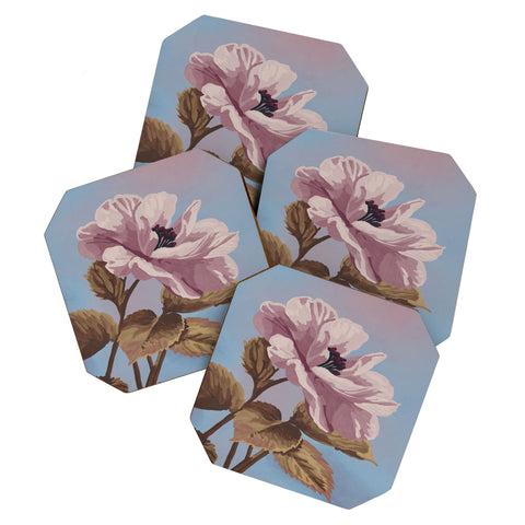 Lisa D Art Designs Vintage Begonia Botanical Coaster Set