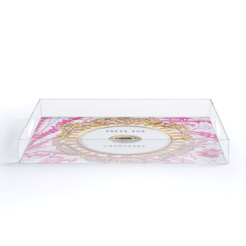 Lisa Golightly Press For Champagne Acrylic Tray Gold Handles