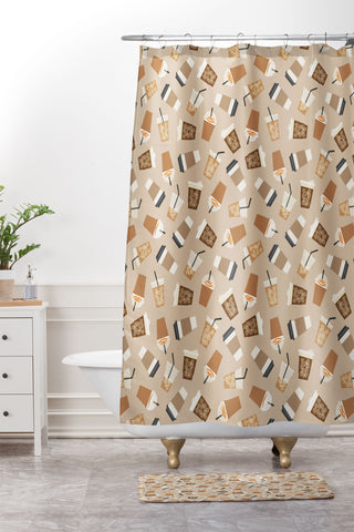 Little Arrow Design Co all the coffee beige Shower Curtain And Mat