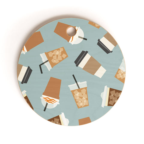 Little Arrow Design Co all the coffees dusty blue Cutting Board Round