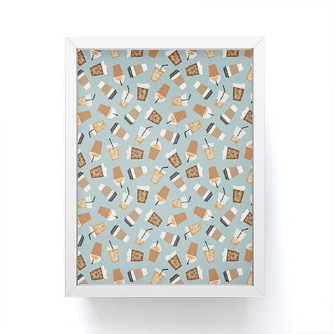 Little Arrow Design Co all the coffees dusty blue Framed Mini Art Print