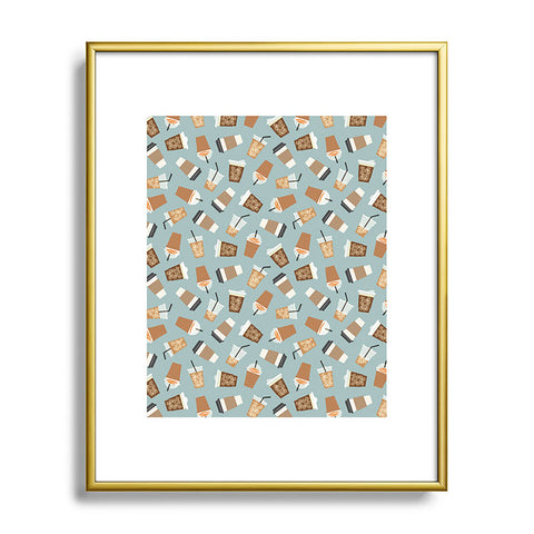 Little Arrow Design Co all the coffees dusty blue Metal Framed Art Print