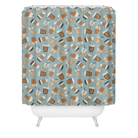Little Arrow Design Co all the coffees dusty blue Shower Curtain