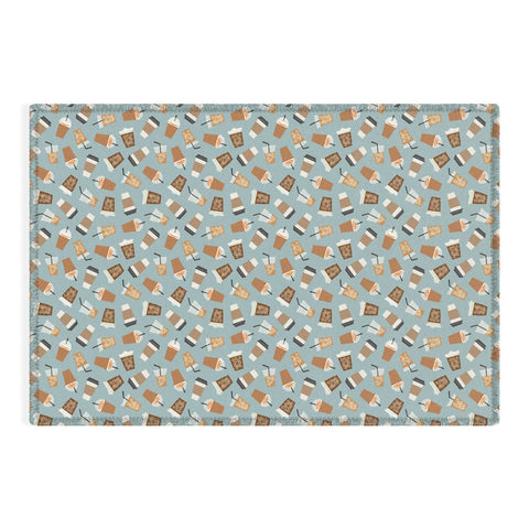 Little Arrow Design Co all the coffees dusty blue Outdoor Rug
