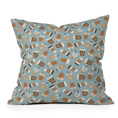 Little Arrow Design Co all the coffees dusty blue Throw Pillow
