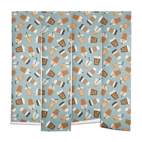 Little Arrow Design Co all the coffees dusty blue Wall Mural