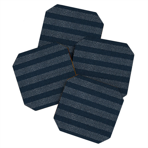 Little Arrow Design Co angrand stipple stripes navy Coaster Set