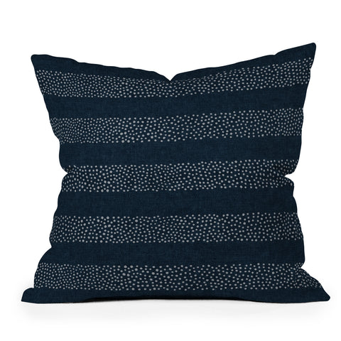 Little Arrow Design Co angrand stipple stripes navy Outdoor Throw Pillow
