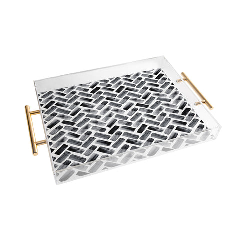 Little Arrow Design Co arcadia herringbone in black Acrylic Tray
