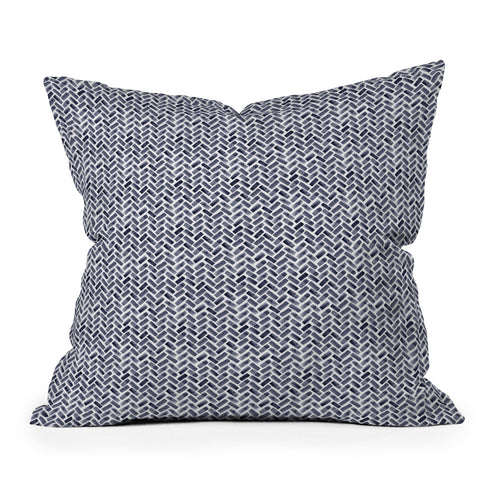Little Arrow Design Co arcadia herringbone in indigo Outdoor Throw Pillow
