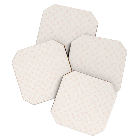 Little Arrow Design Co aria blush line faces Coaster Set