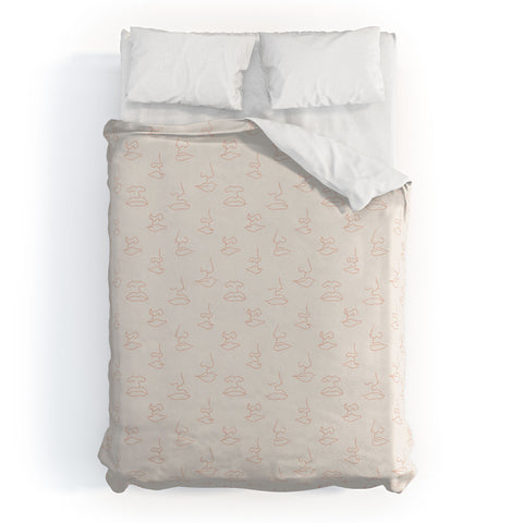 Little Arrow Design Co aria blush line faces Duvet Cover