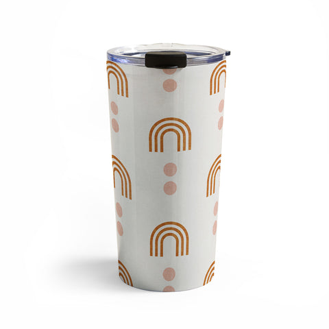 Little Arrow Design Co aria orange geometric rainbows Travel Mug