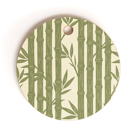 Little Arrow Design Co bamboo stripes green Cutting Board Round