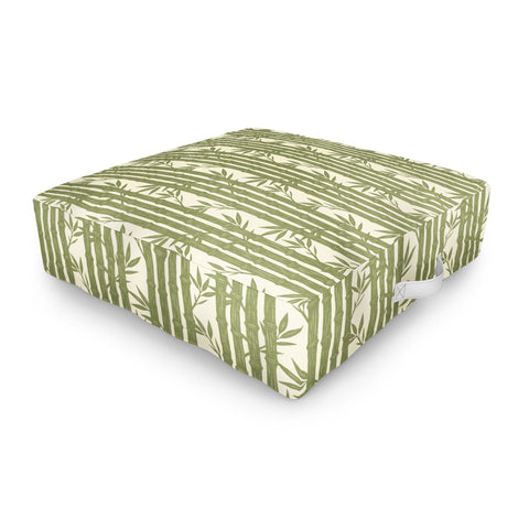 Little Arrow Design Co bamboo stripes green Outdoor Floor Cushion
