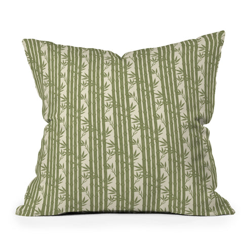 Little Arrow Design Co bamboo stripes green Throw Pillow