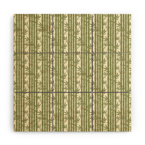 Little Arrow Design Co bamboo stripes green Wood Wall Mural