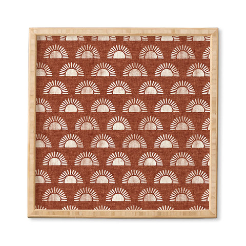 Little Arrow Design Co block print suns on rust Framed Wall Art havenly