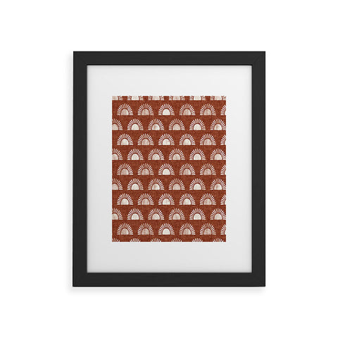 Little Arrow Design Co block print suns on rust Framed Art Print