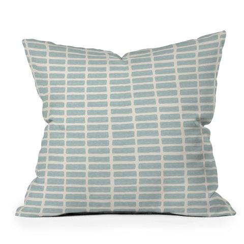 Little Arrow Design Co block print tile dusty blue Outdoor Throw Pillow