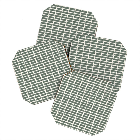 Little Arrow Design Co block print tile olive Coaster Set