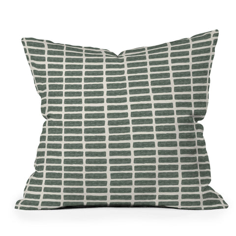 Little Arrow Design Co block print tile olive Outdoor Throw Pillow