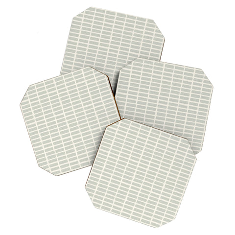 Little Arrow Design Co block print tile sage Coaster Set