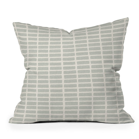 Little Arrow Design Co block print tile sage Outdoor Throw Pillow