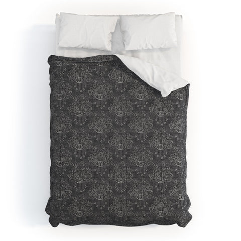 Little Arrow Design Co bohemian eyes on gray Comforter