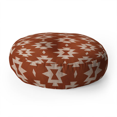 Little Arrow Design Co boho aztec stars on rust Floor Pillow Round