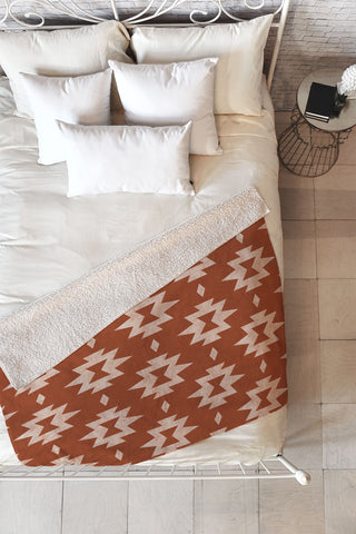 Little Arrow Design Co boho aztec stars on rust Fleece Throw Blanket