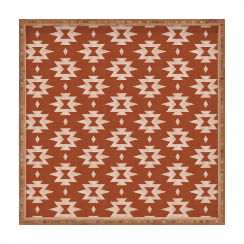 Little Arrow Design Co boho aztec stars on rust Square Tray