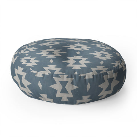 Little Arrow Design Co boho aztec stars vintage blue Floor Pillow Round