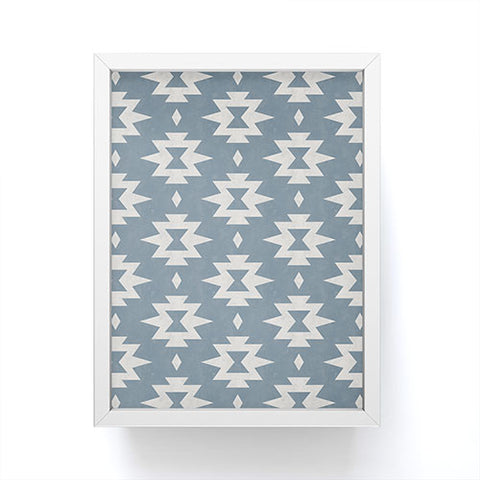 Little Arrow Design Co boho aztec stars vintage blue Framed Mini Art Print