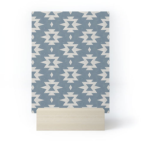 Little Arrow Design Co boho aztec stars vintage blue Mini Art Print