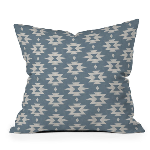 Little Arrow Design Co boho aztec stars vintage blue Throw Pillow